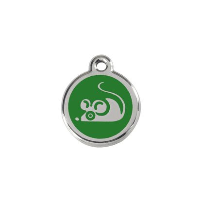  Red Dingo Stainless Steel Engraved Cat Tag Mouse Green