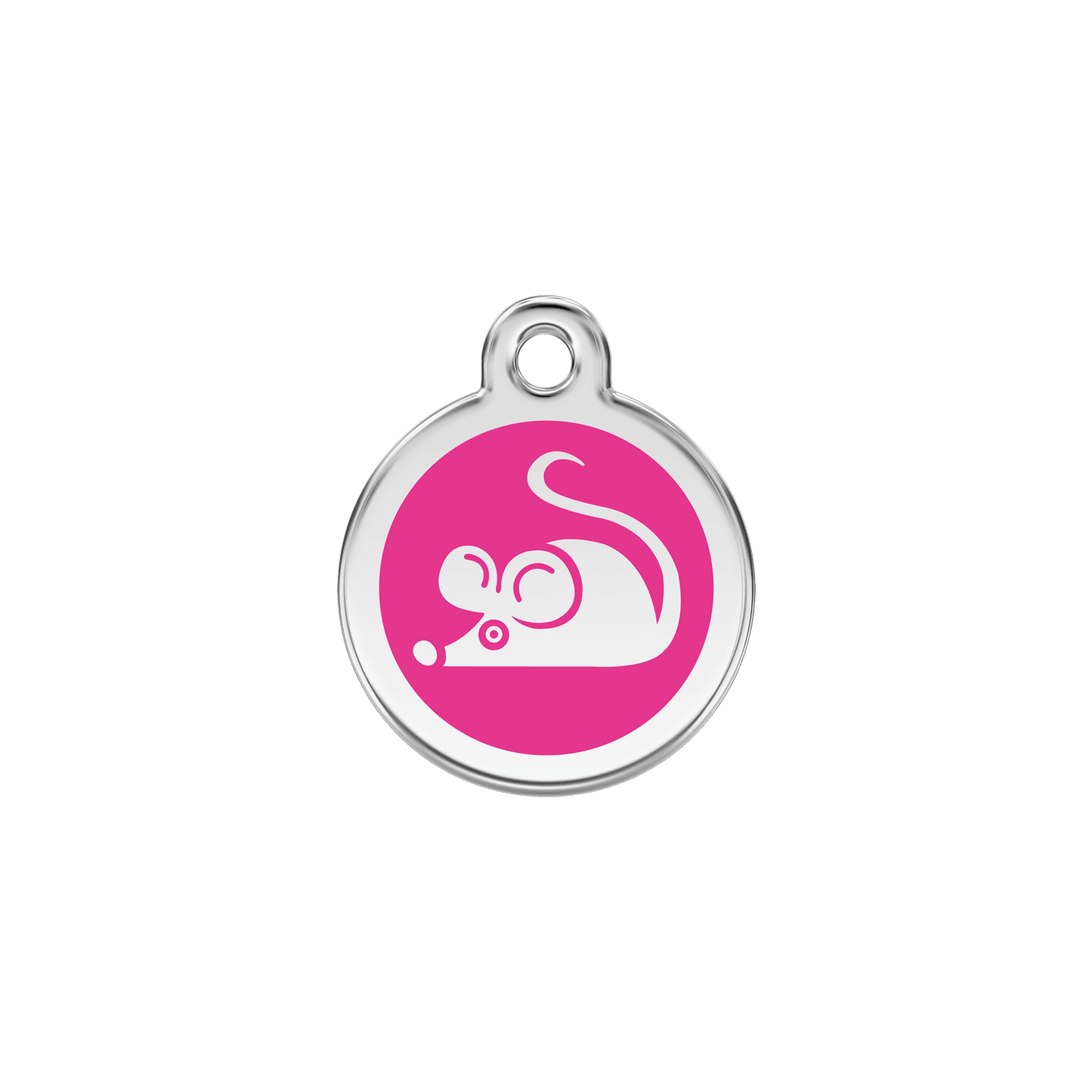  Red Dingo Stainless Steel Engraved Cat Tag Mouse Hot Pink