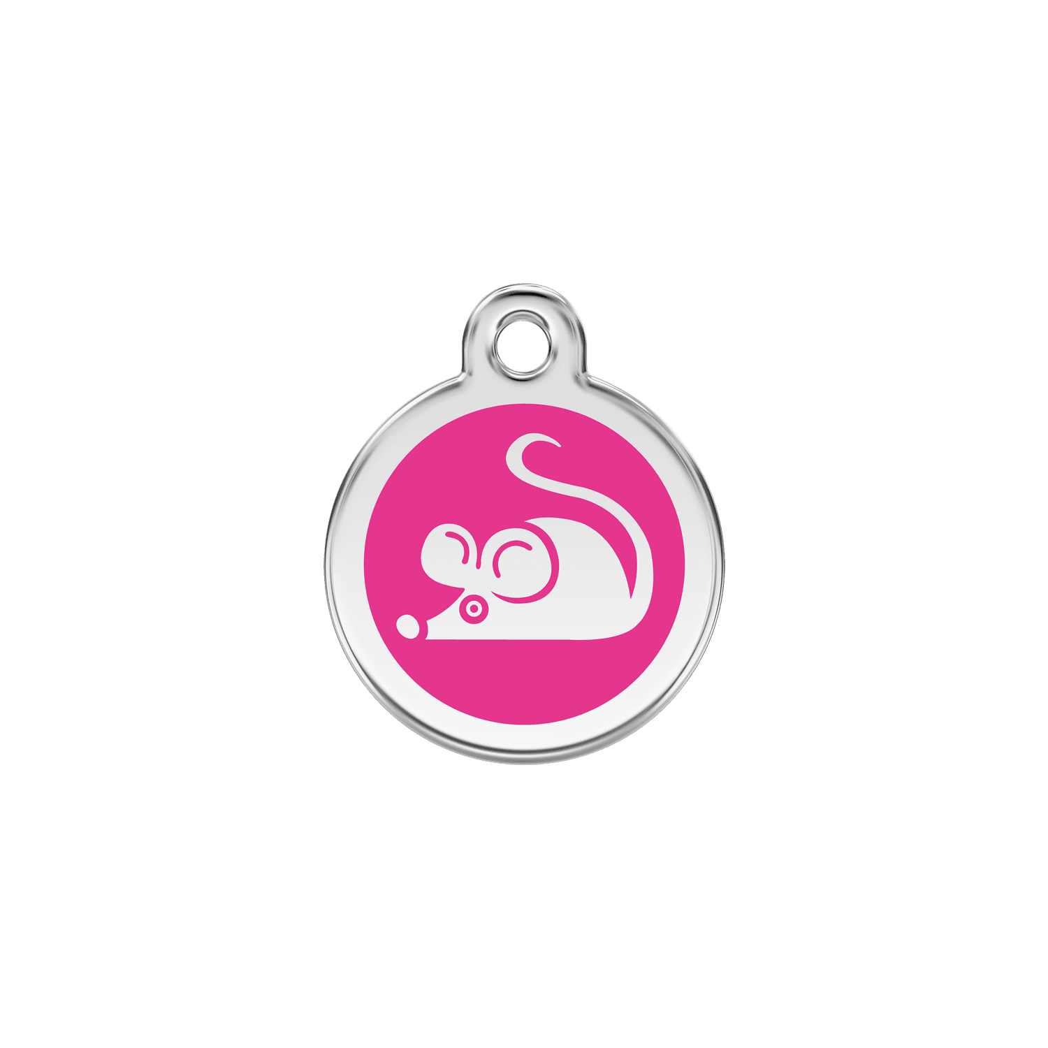  Red Dingo Stainless Steel Engraved Cat Tag Mouse Hot Pink