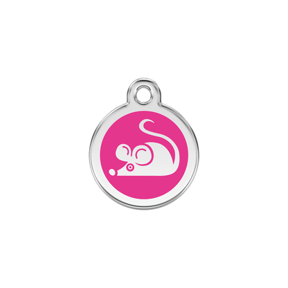  Red Dingo Stainless Steel Engraved Cat Tag Mouse Hot Pink