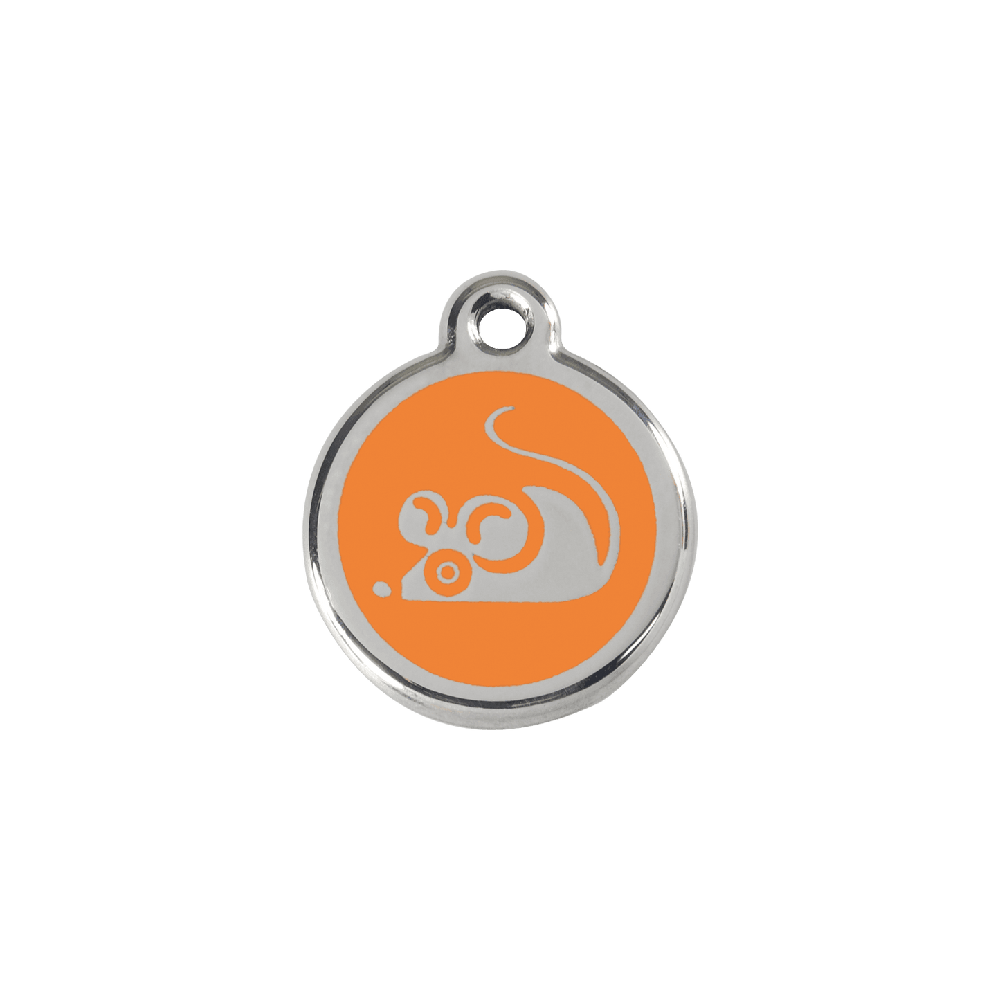  Red Dingo Stainless Steel Engraved Cat Tag Mouse Orange