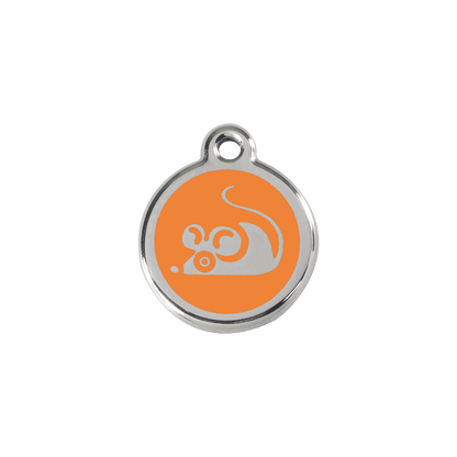  Red Dingo Stainless Steel Engraved Cat Tag Mouse Orange