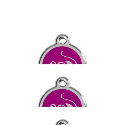  Red Dingo Stainless Steel Engraved Cat Tag Mouse Purple