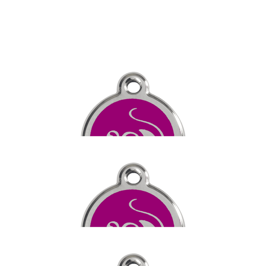  Red Dingo Stainless Steel Engraved Cat Tag Mouse Purple