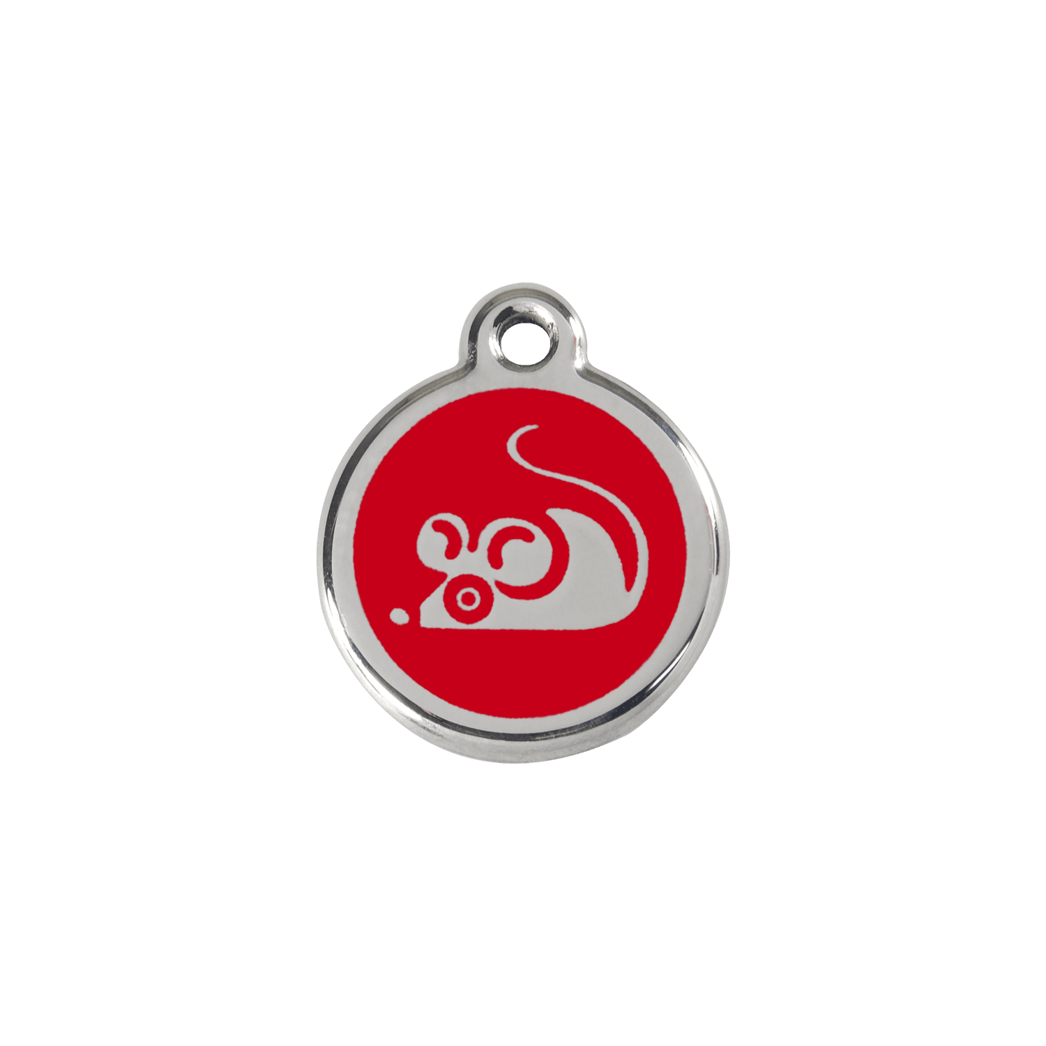  Red Dingo Stainless Steel Engraved Cat Tag Mouse Red