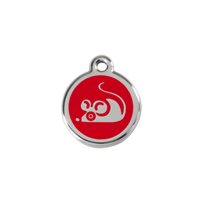  Red Dingo Stainless Steel Engraved Cat Tag Mouse Red