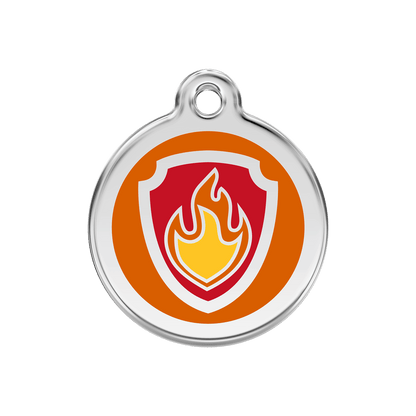  Red Dingo Stainless Steel Engraved Dog Tag Nickelodeon Paw Patrol Marshall Tag Orange MED