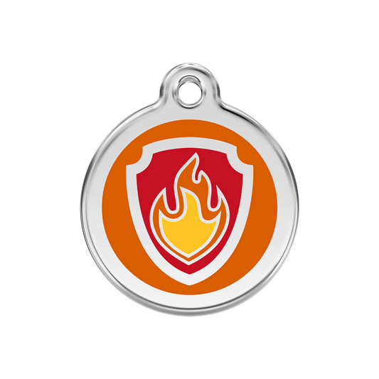  Red Dingo Stainless Steel Engraved Dog Tag Nickelodeon Paw Patrol Marshall Tag Orange MED