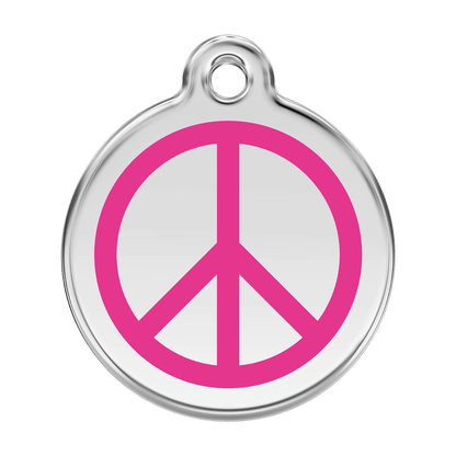  Red Dingo Stainless Steel Engraved Dog Tag Peace Hot Pink