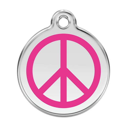  Red Dingo Stainless Steel Engraved Dog Tag Peace Hot Pink