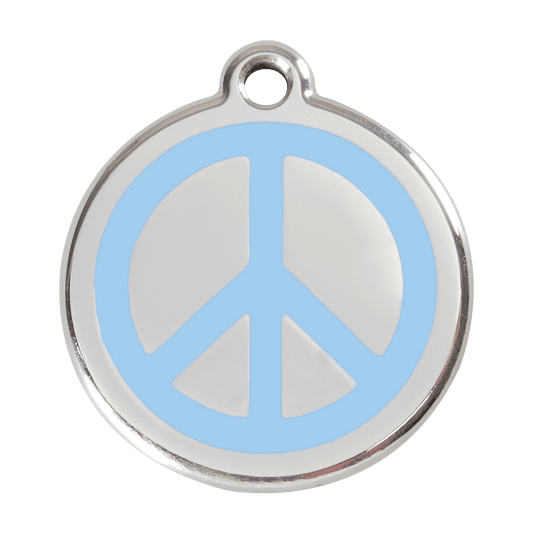  Red Dingo Stainless Steel Engraved Dog Tag Peace Light Blue