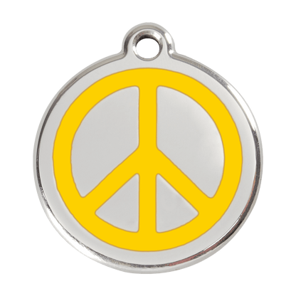  Red Dingo Stainless Steel Engraved Dog Tag Peace Yellow
