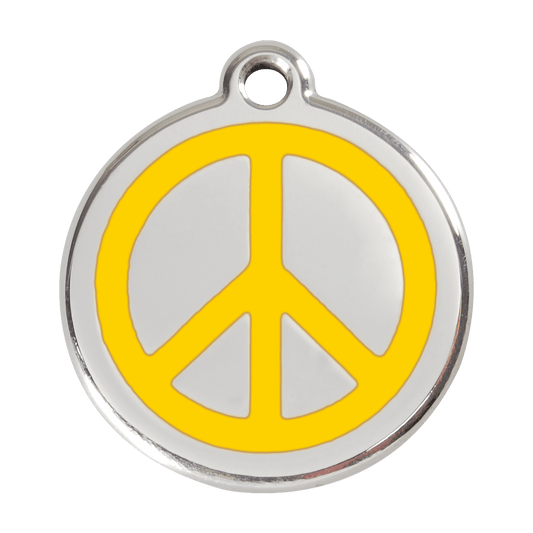  Red Dingo Stainless Steel Engraved Dog Tag Peace Yellow