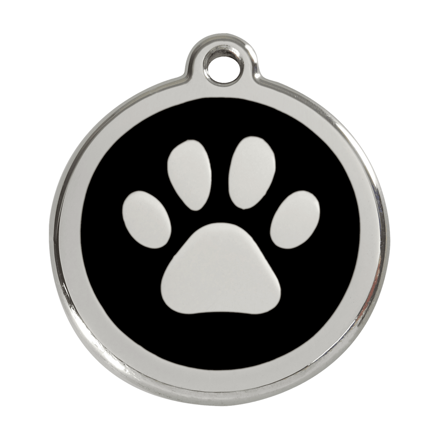  Red Dingo Stainless Steel Engraved Dog Tag Paw Print Black