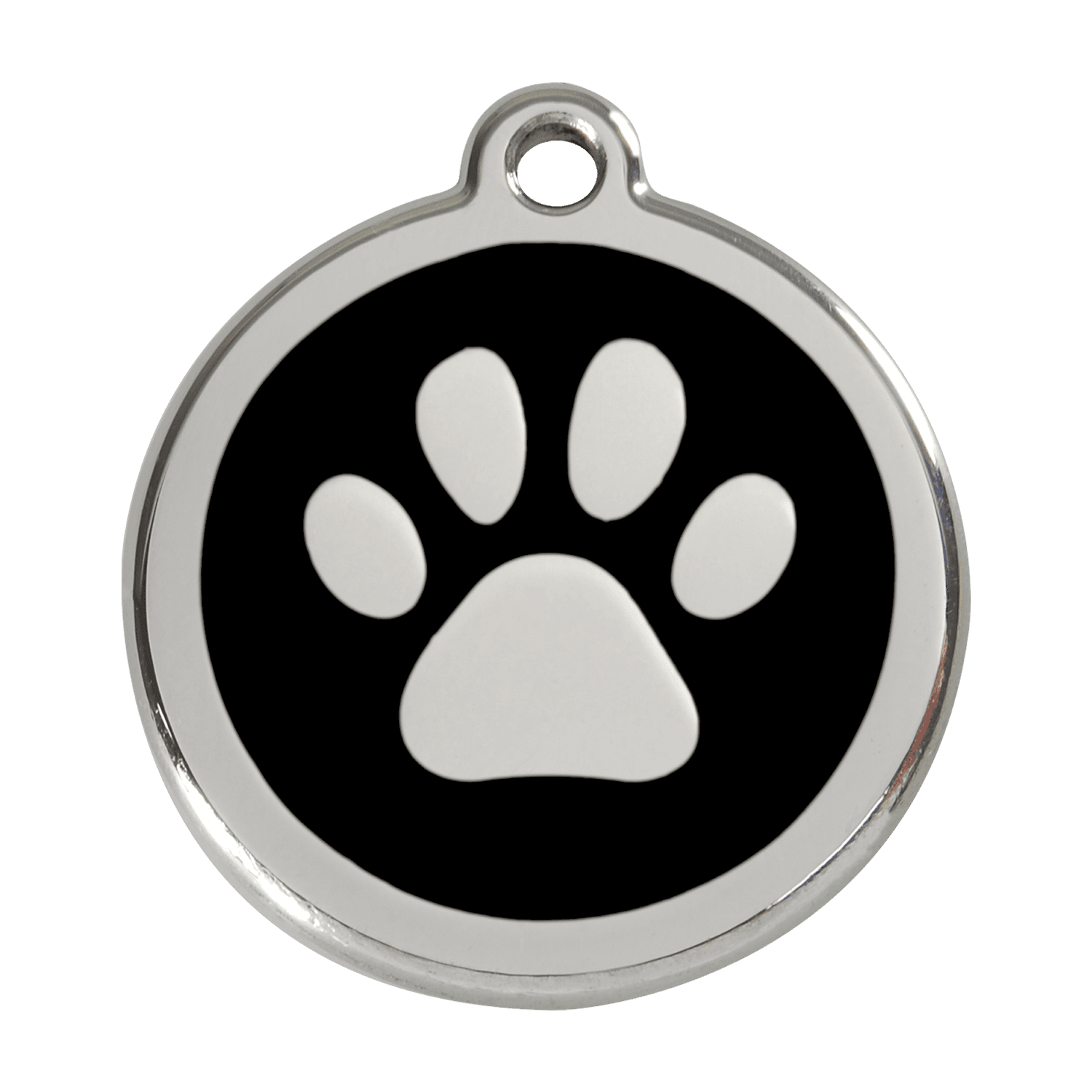  Red Dingo Stainless Steel Engraved Dog Tag Paw Print Black