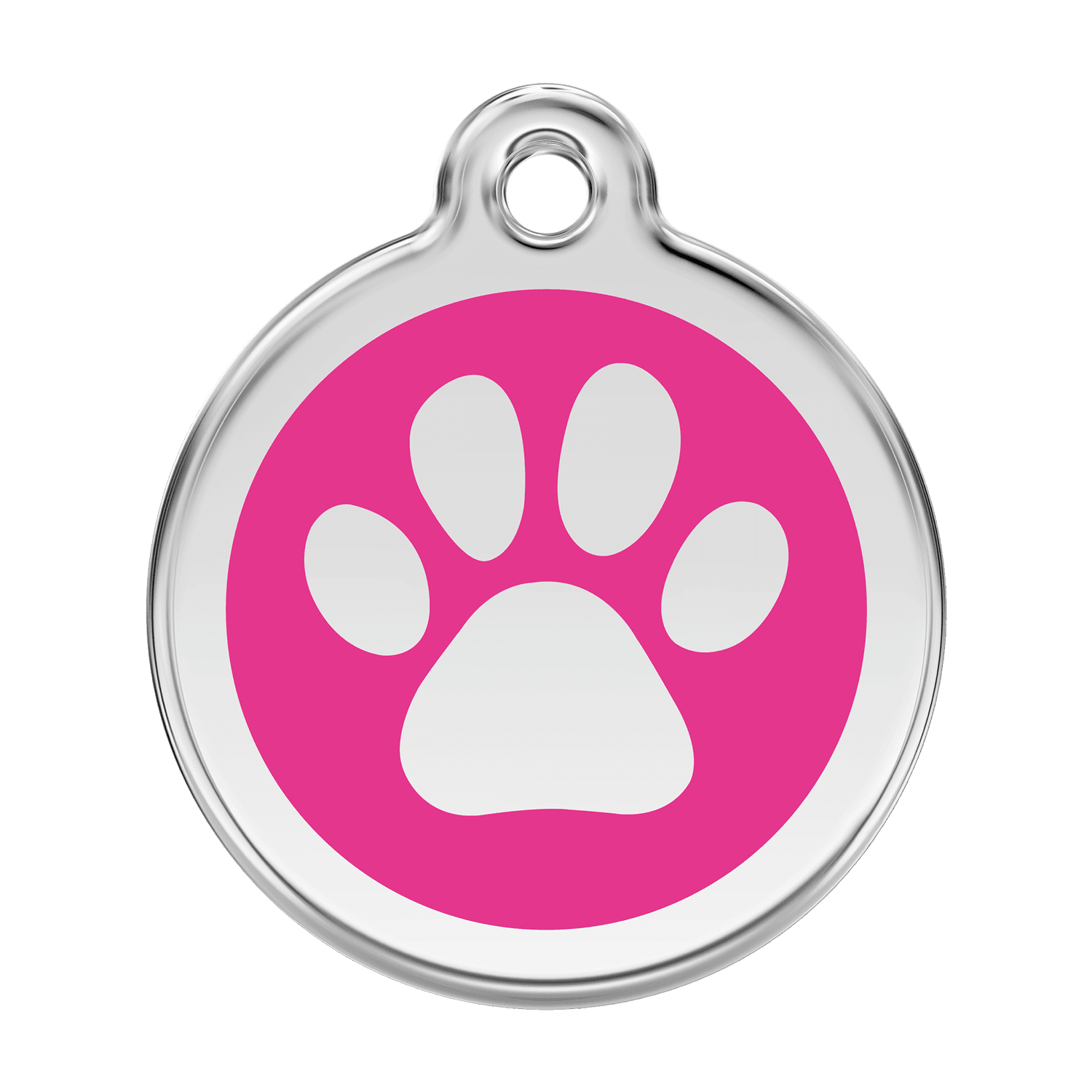  Red Dingo Stainless Steel Engraved Dog Tag Paw Print Hot Pink