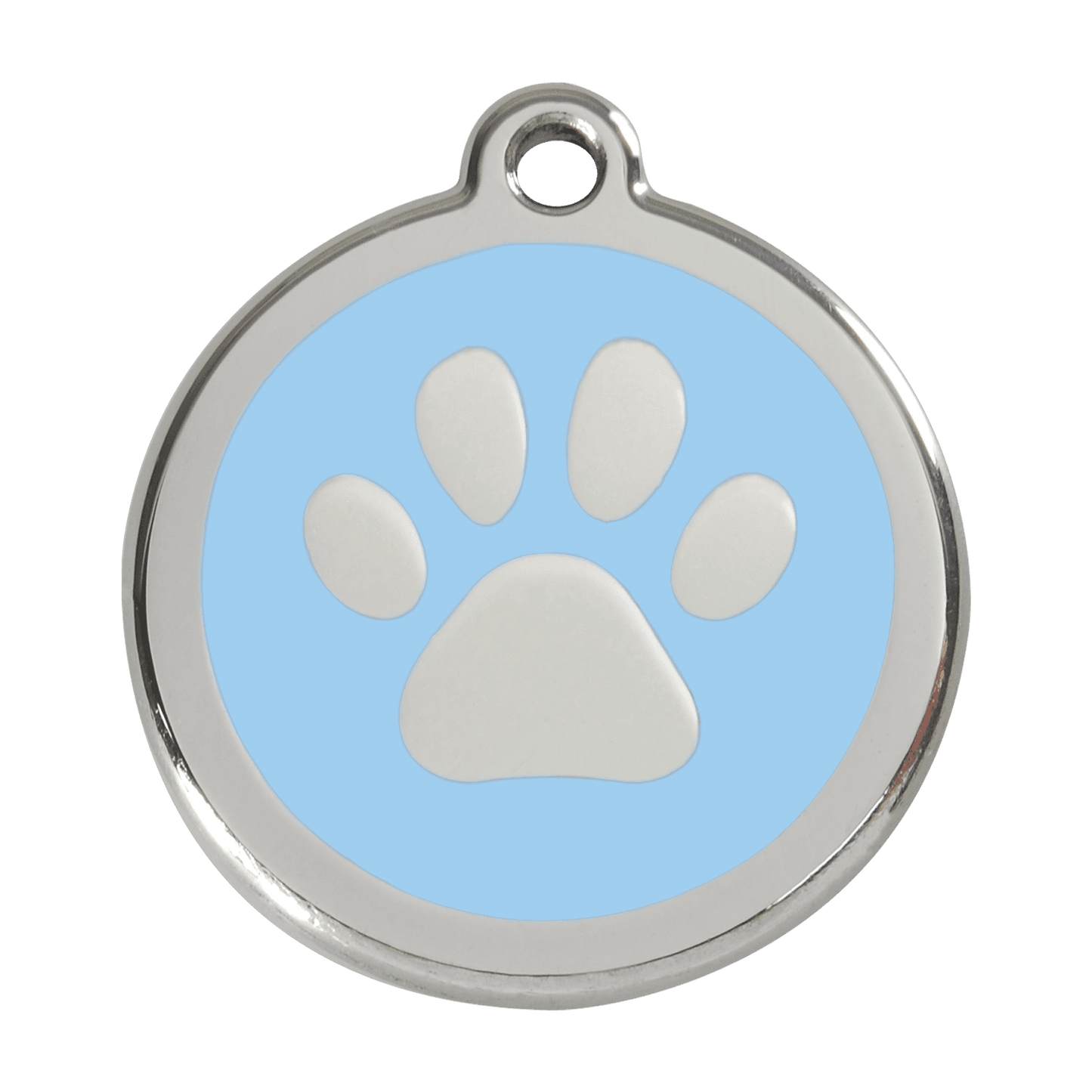  Red Dingo Stainless Steel Engraved Dog Tag Paw Print Light Blue
