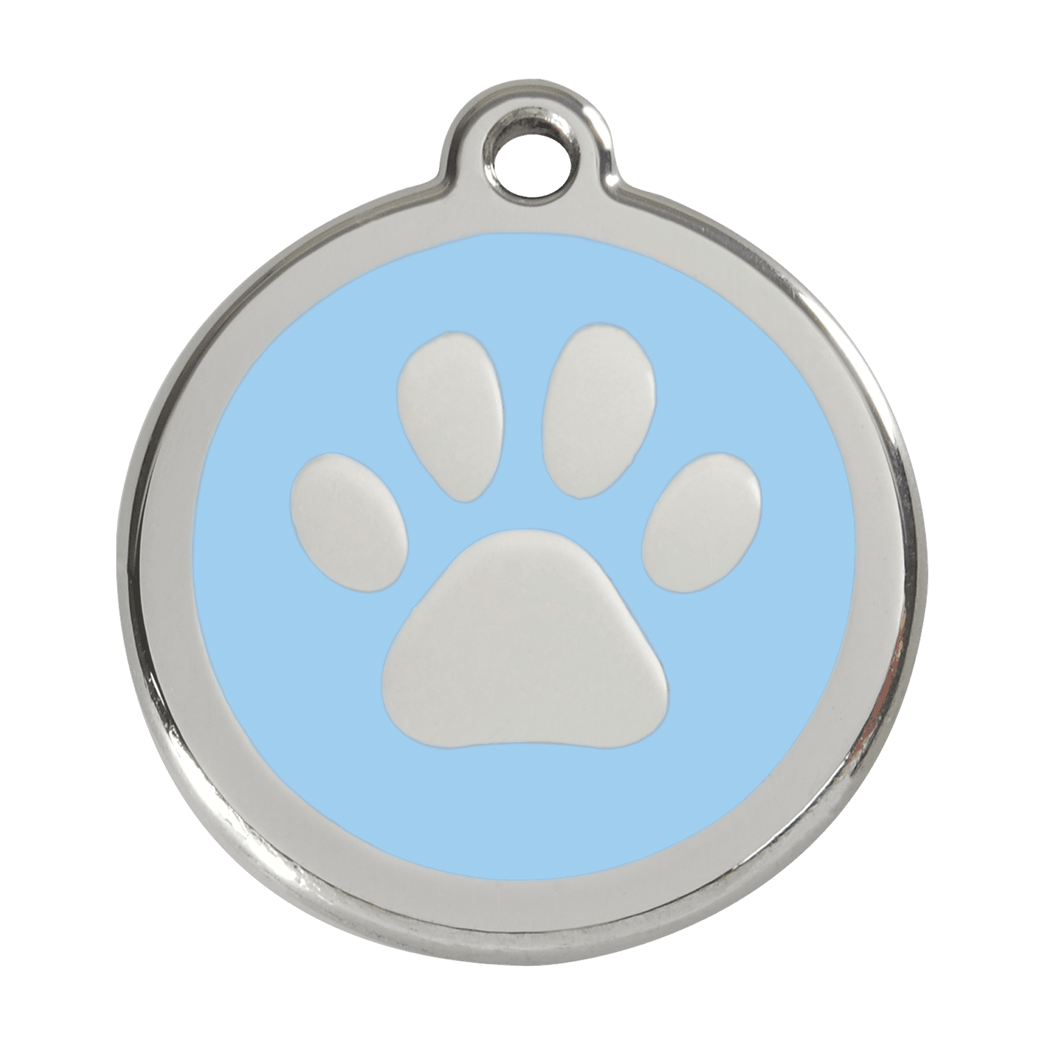  Red Dingo Stainless Steel Engraved Dog Tag Paw Print Light Blue