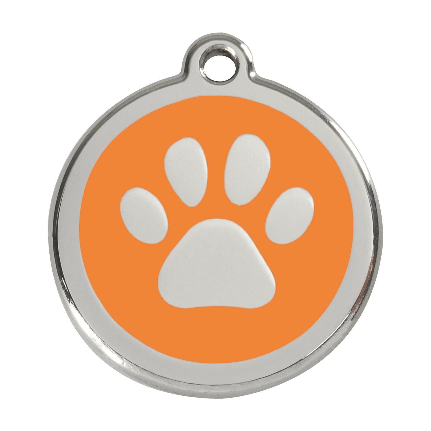  Red Dingo Stainless Steel Engraved Dog Tag Paw Print Orange