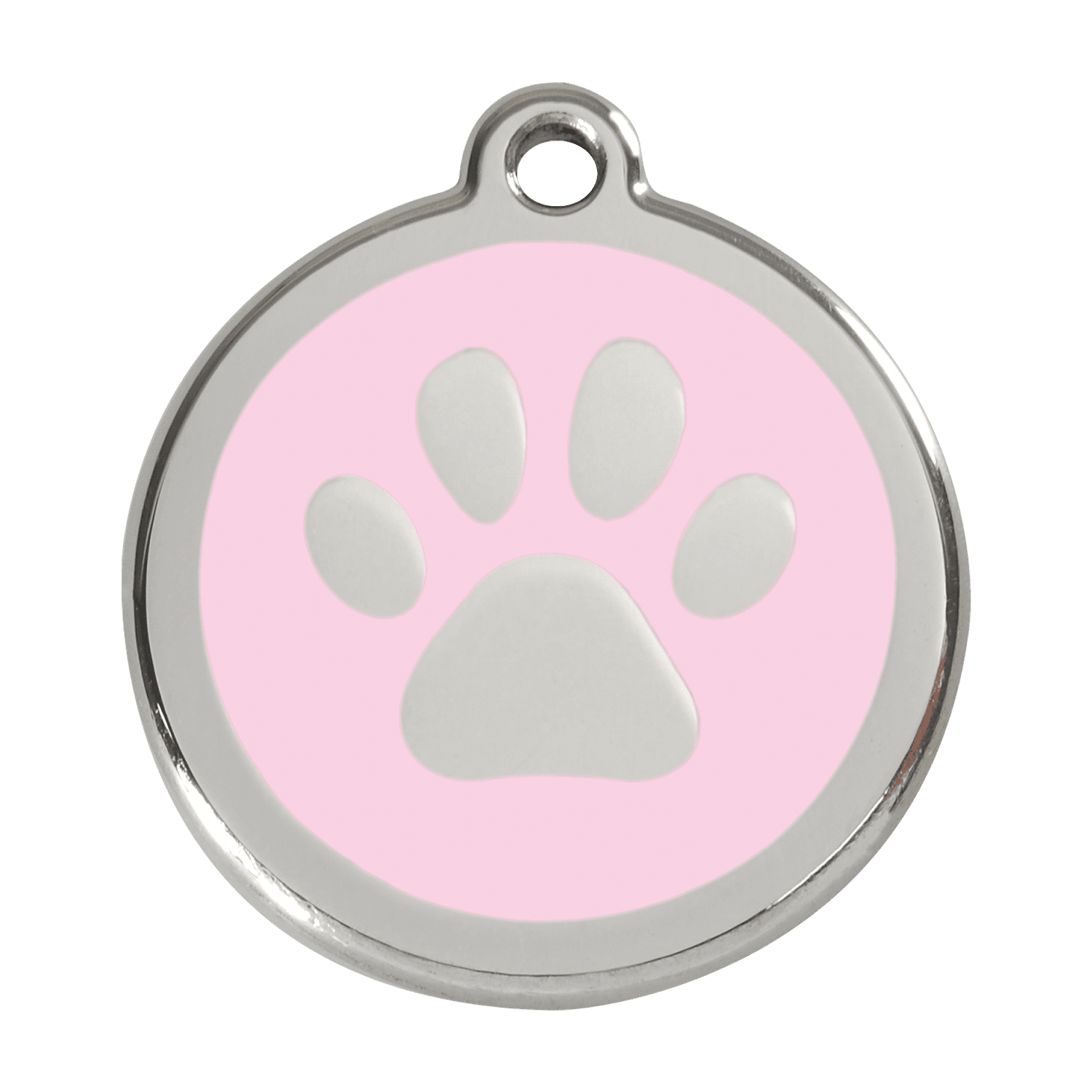  Red Dingo Stainless Steel Engraved Dog Tag Paw Print Pink