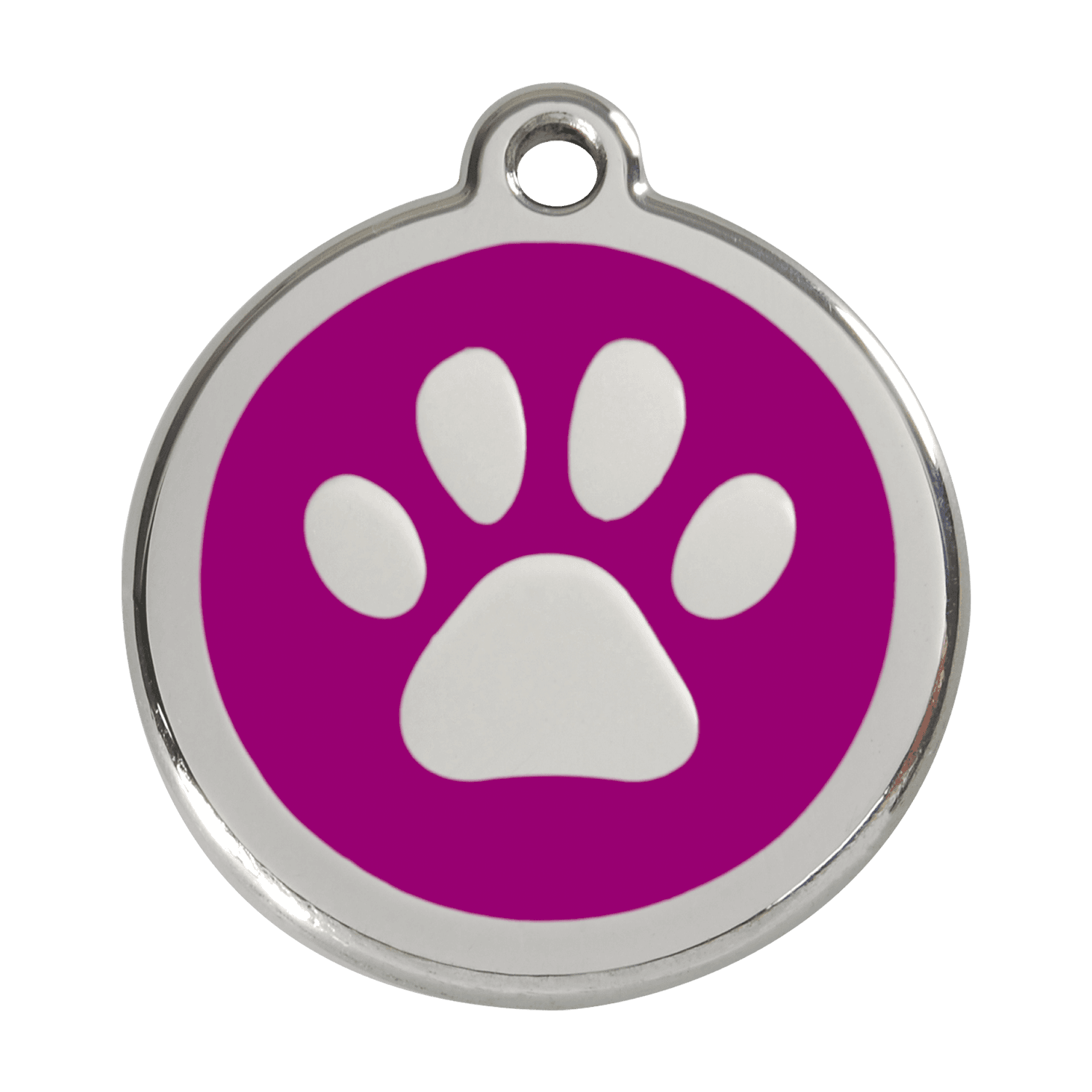  Red Dingo Stainless Steel Engraved Dog Tag Paw Print Purple