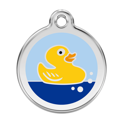  Red Dingo Stainless Steel Engraved Dog Tag Rubber Duck Light Blue