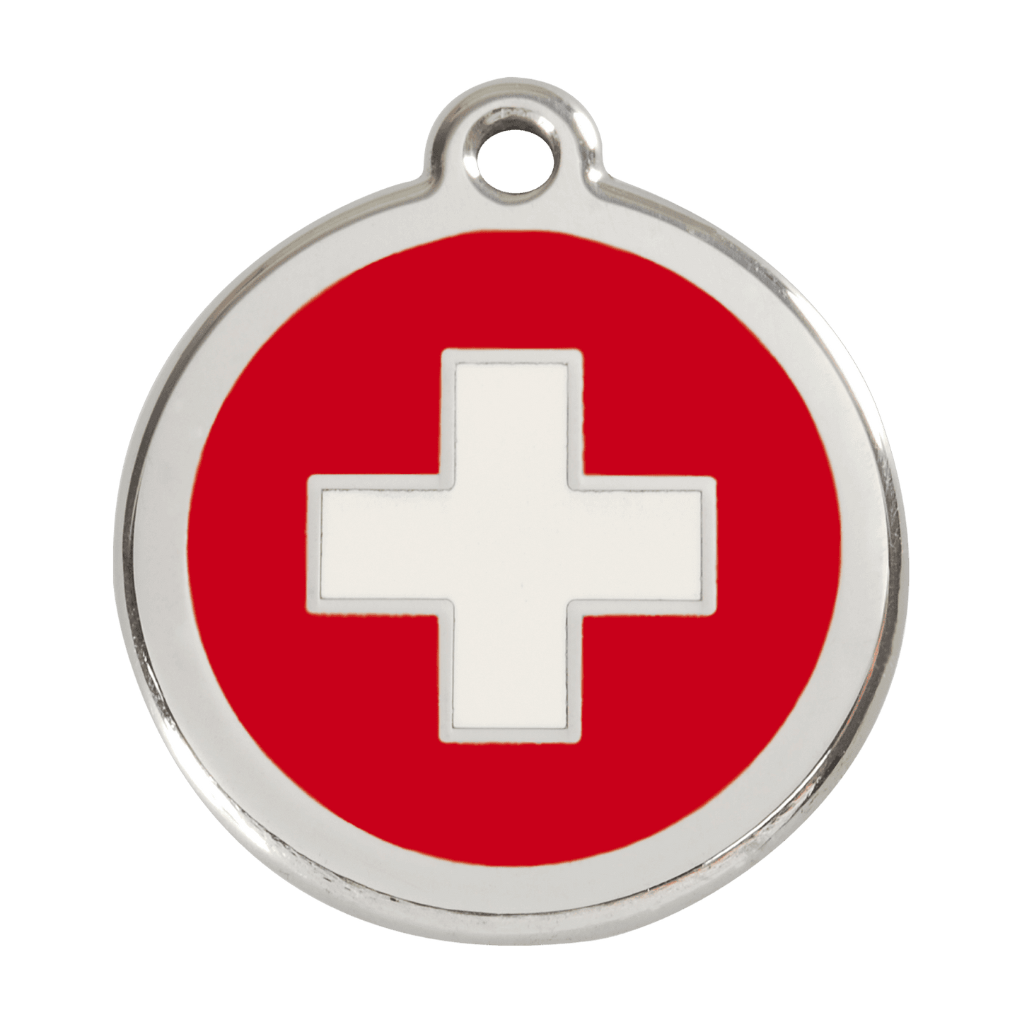  Red Dingo Stainless Steel Engraved Dog Tag Swiss Flag Red