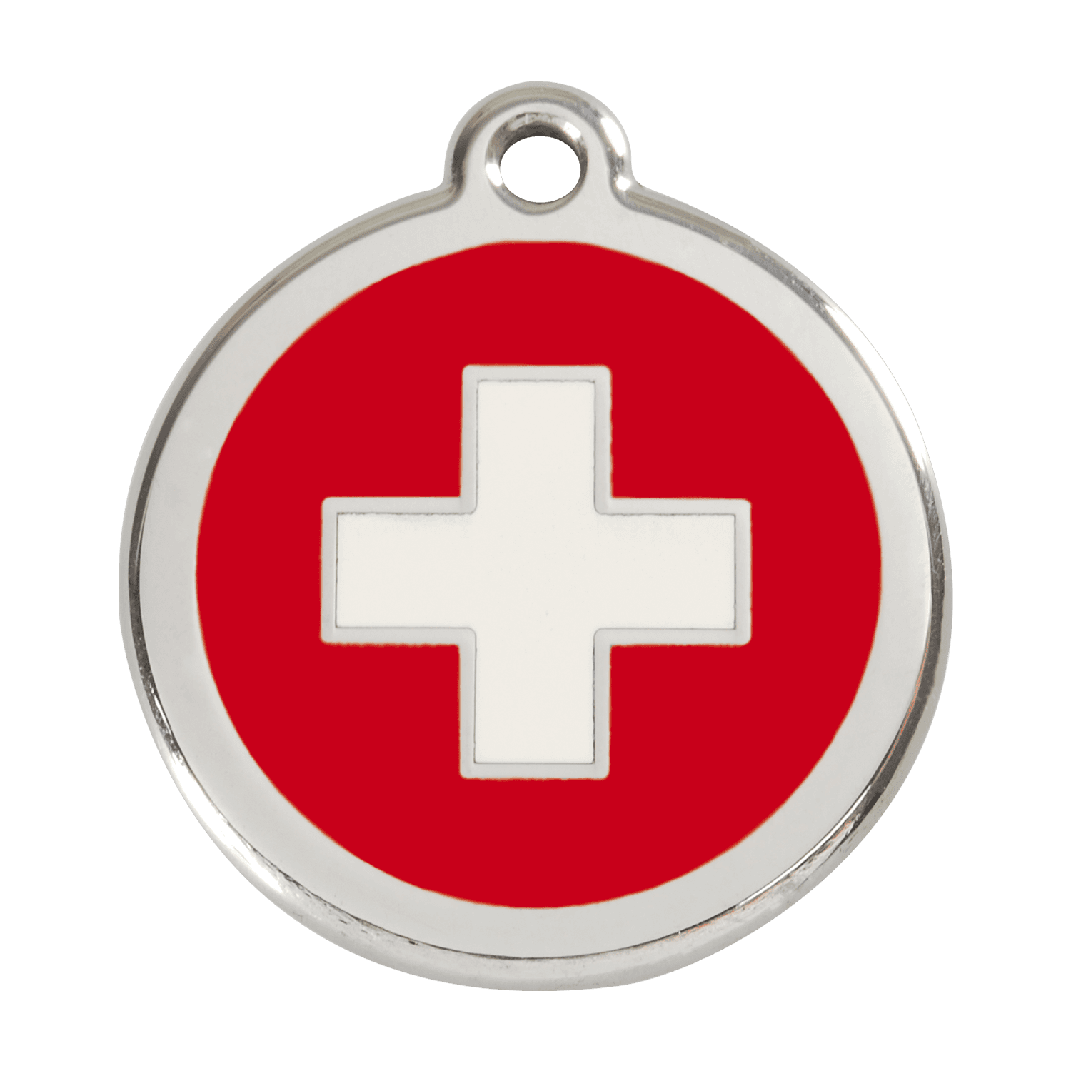  Red Dingo Stainless Steel Engraved Dog Tag Swiss Flag Red