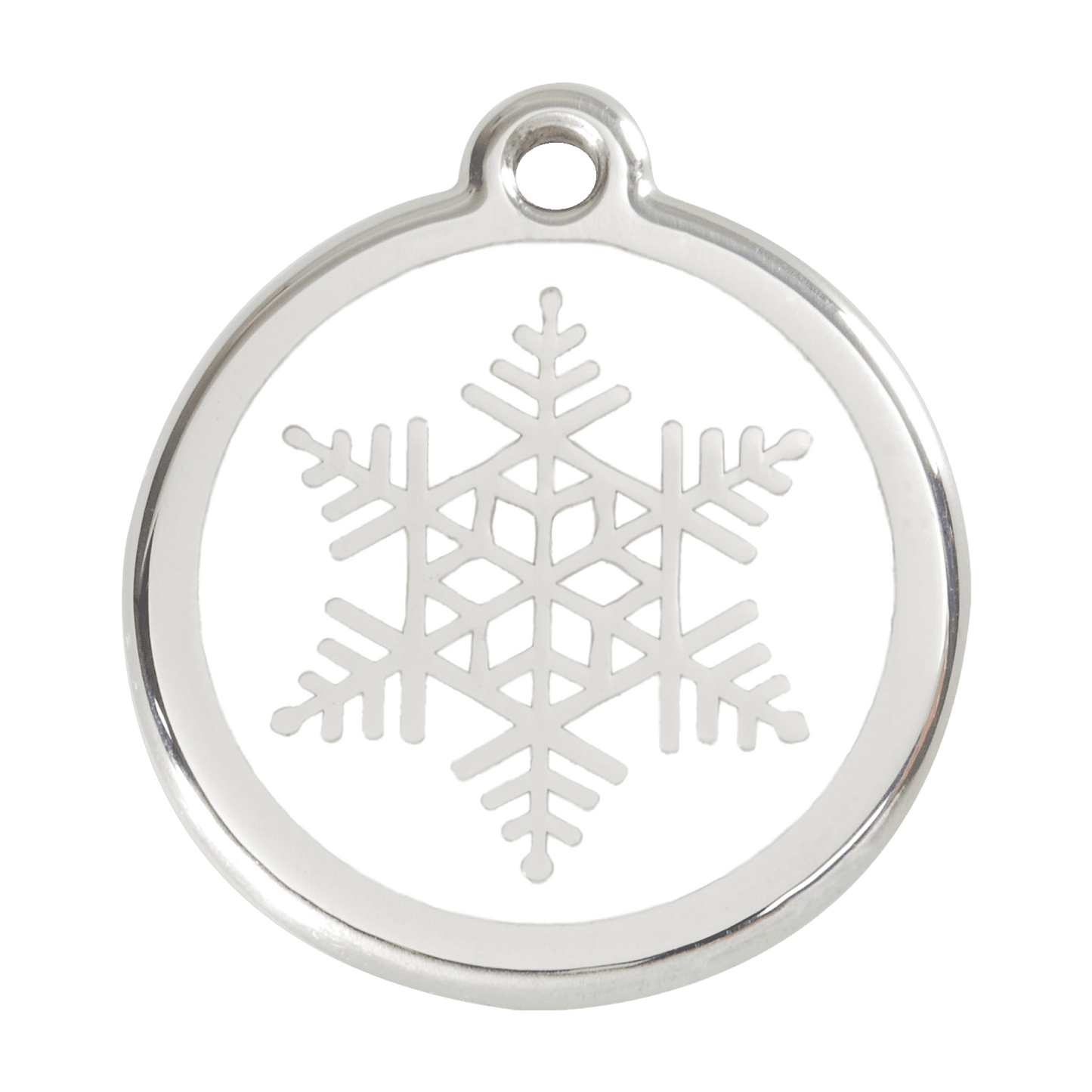  Red Dingo Stainless Steel Engraved Dog Tag Snowflake White