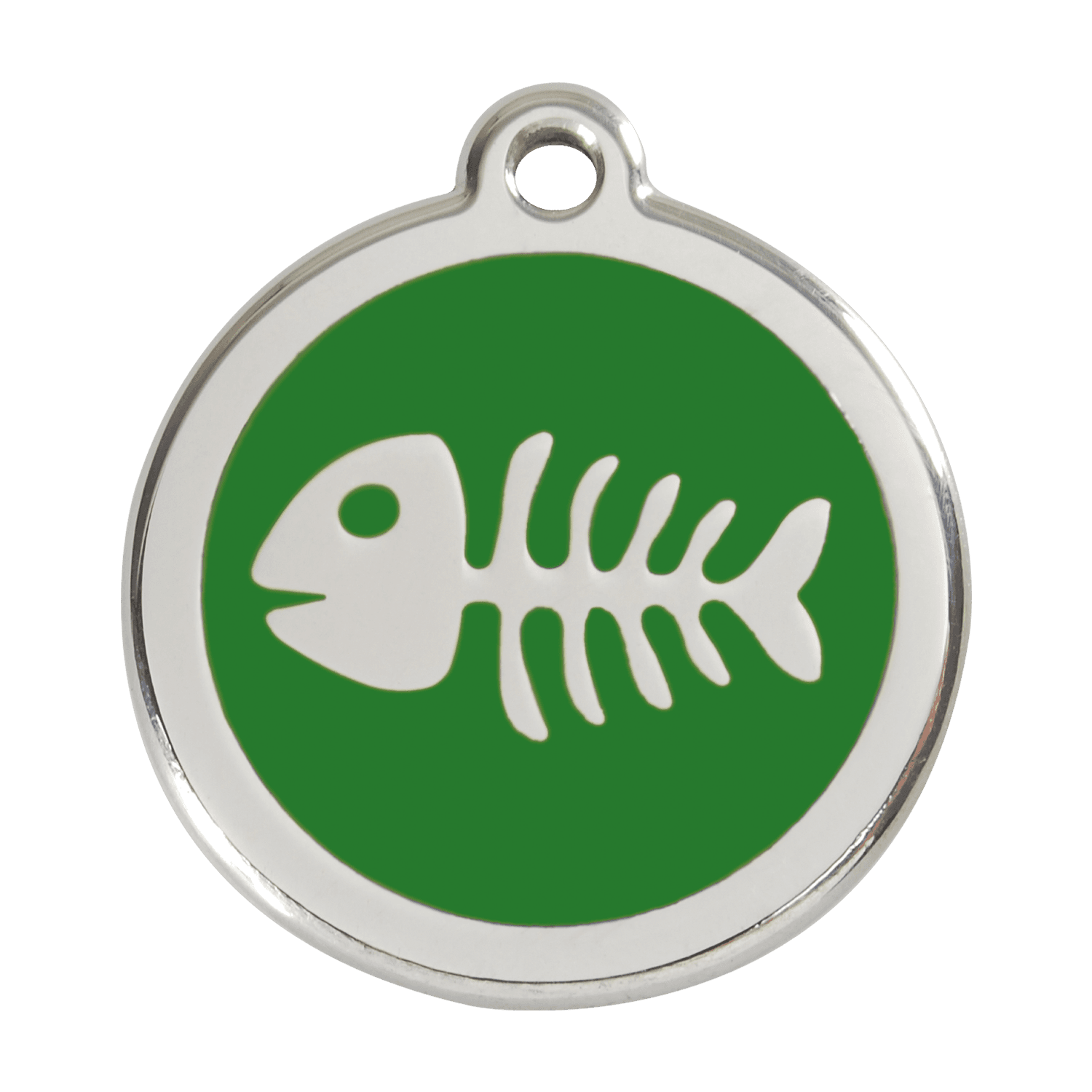  Red Dingo Stainless Steel Engraved Dog Tag Fish Skeleton Green
