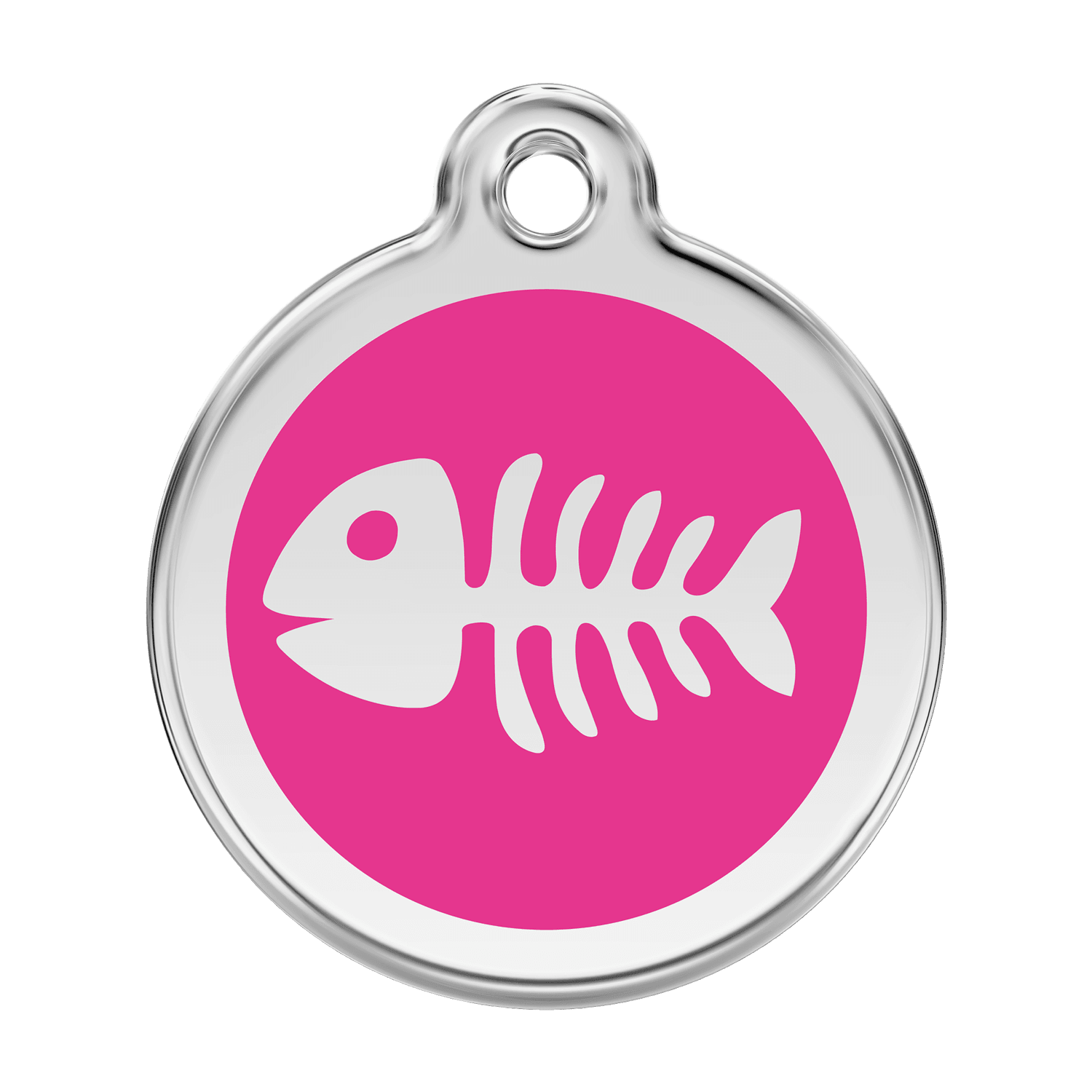  Red Dingo Stainless Steel Engraved Dog Tag Fish Skeleton Hot Pink