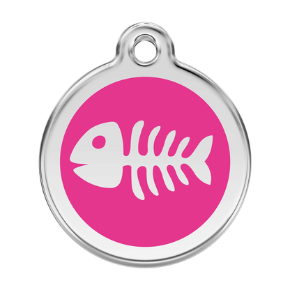  Red Dingo Stainless Steel Engraved Dog Tag Fish Skeleton Hot Pink