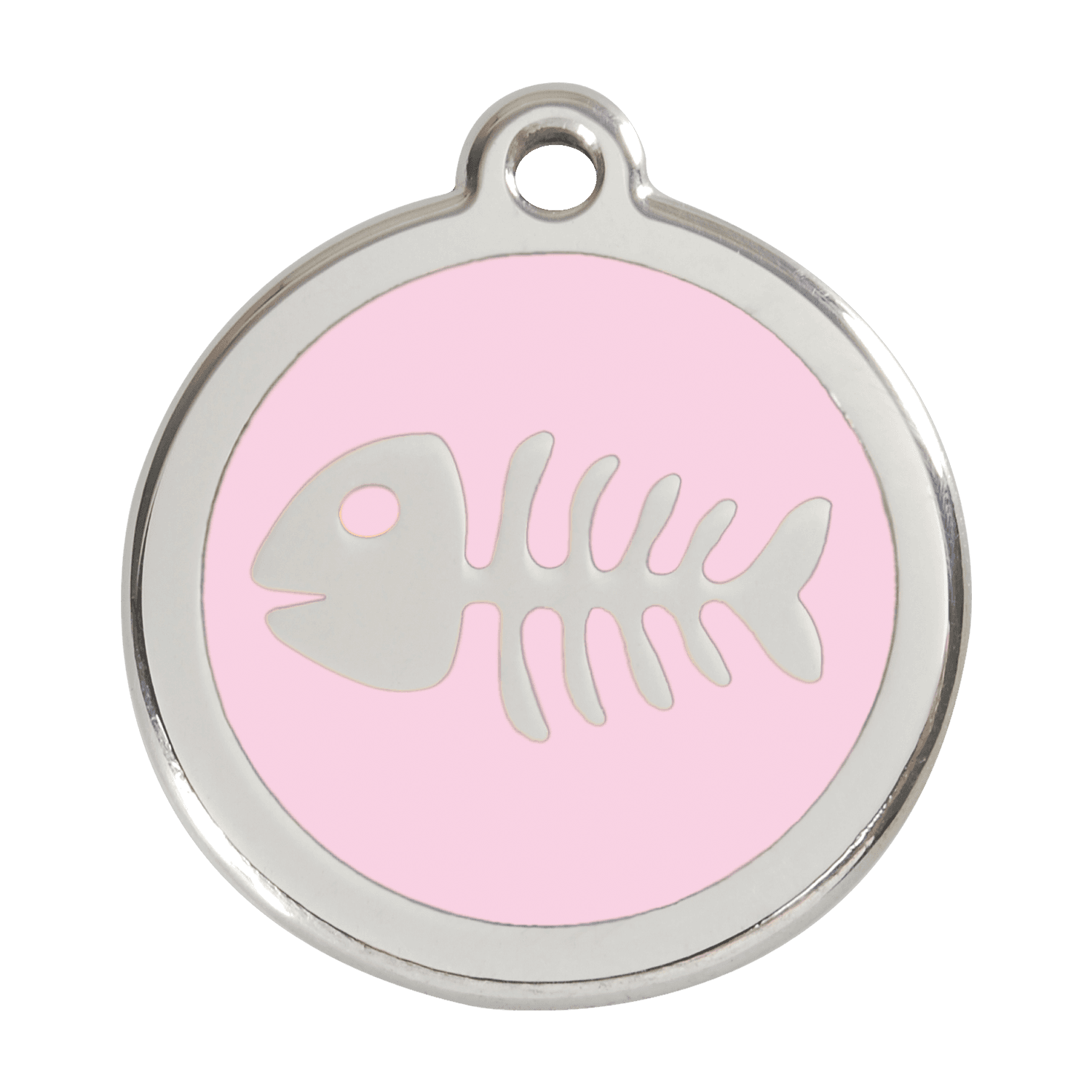  Red Dingo Stainless Steel Engraved Dog Tag Fish Skeleton Pink