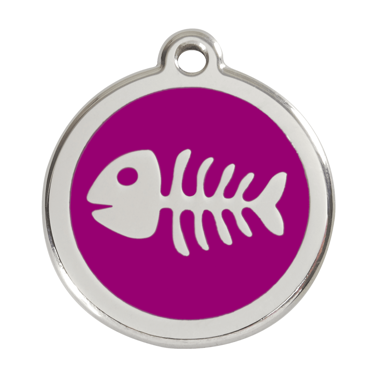  Red Dingo Stainless Steel Engraved Dog Tag Fish Skeleton Purple