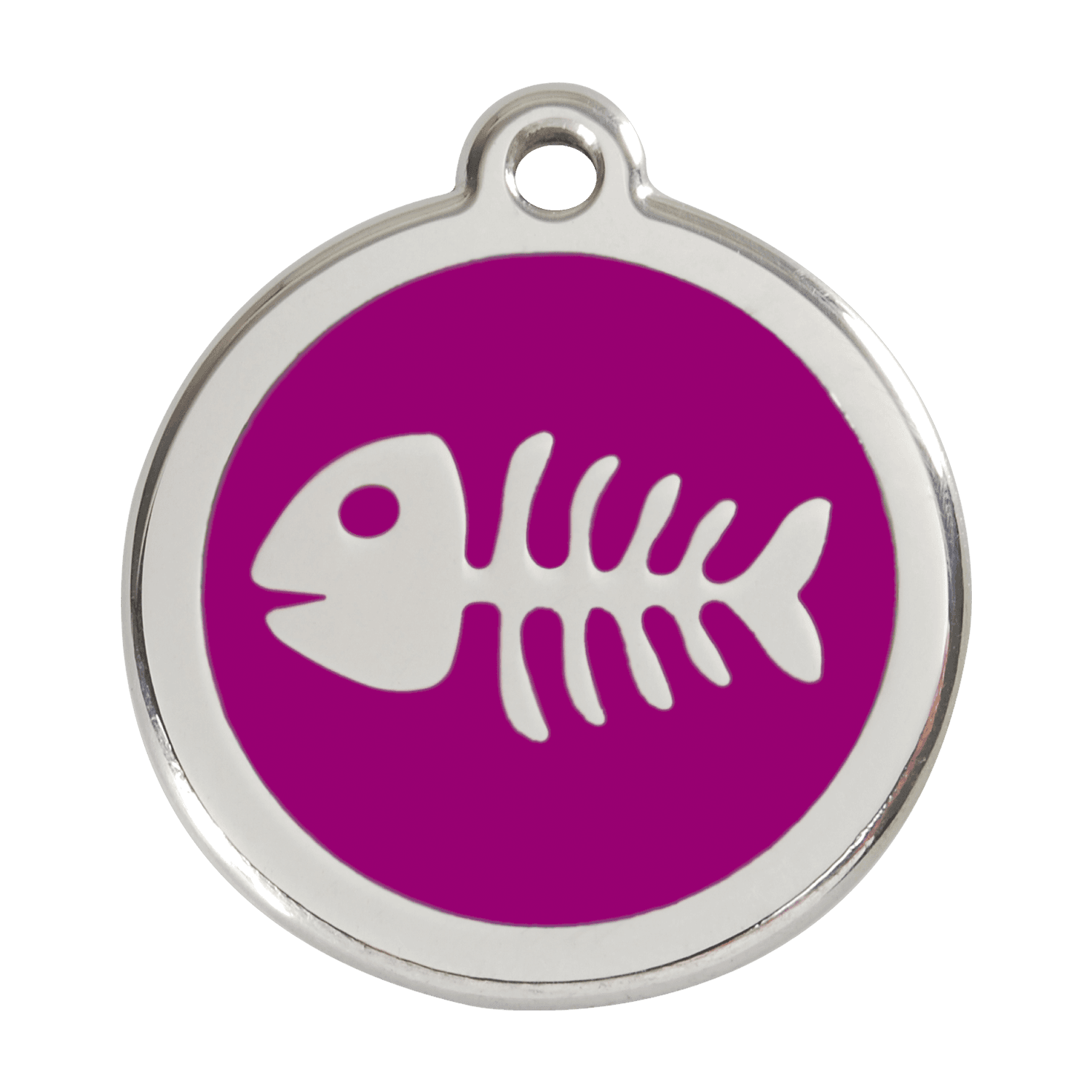  Red Dingo Stainless Steel Engraved Dog Tag Fish Skeleton Purple