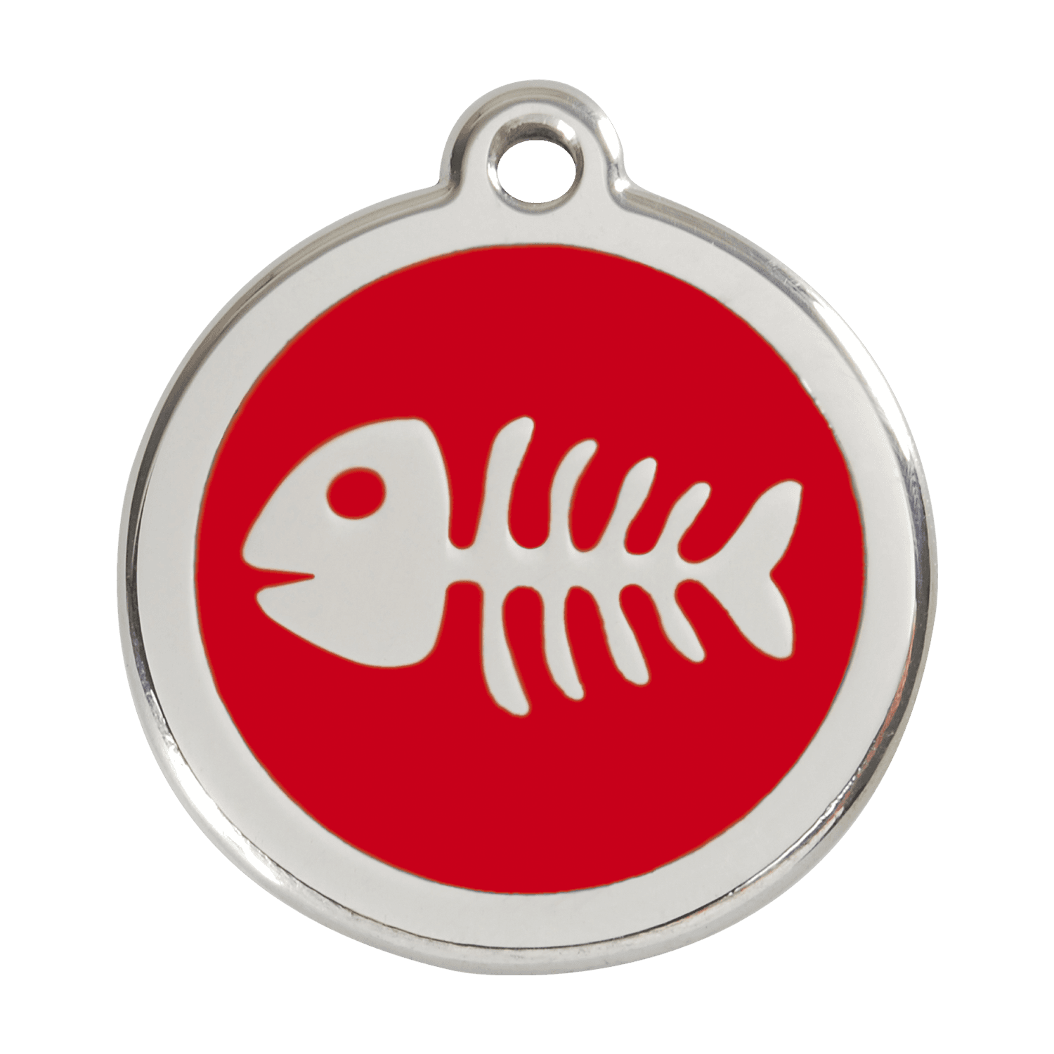 Red Dingo Stainless Steel Engraved Dog Tag Fish Skeleton Red