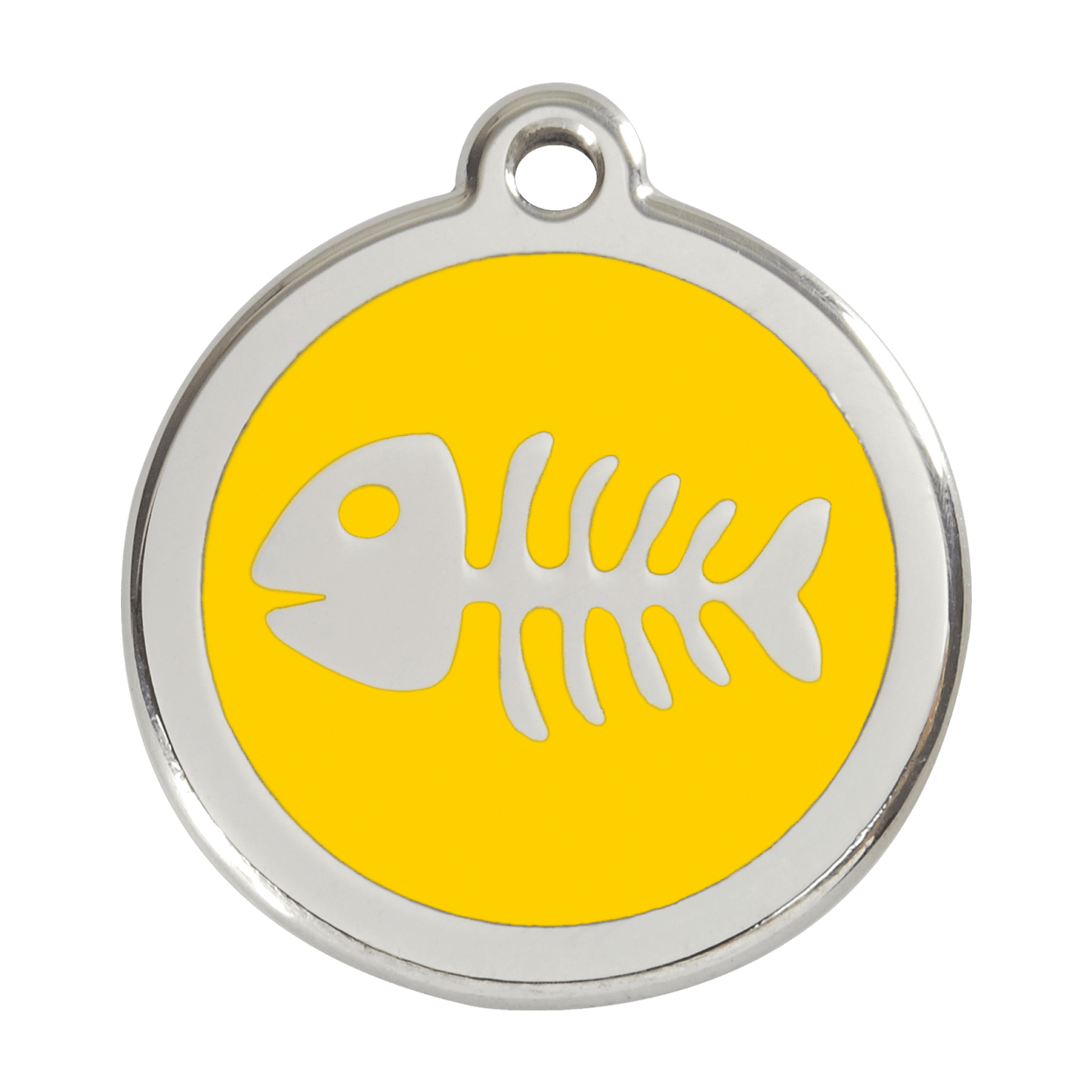  Red Dingo Stainless Steel Engraved Dog Tag Fish Skeleton Yellow