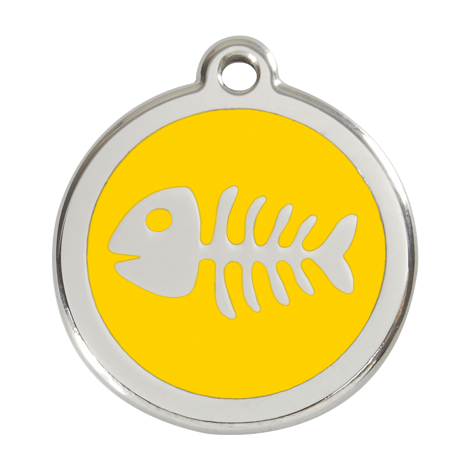 Red Dingo Stainless Steel Engraved Dog Tag Fish Skeleton Yellow