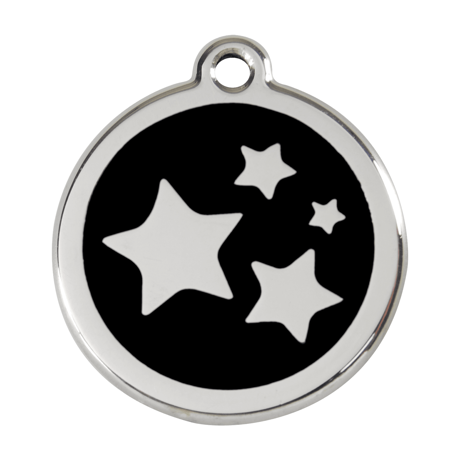  Red Dingo Stainless Steel Engraved Dog Tag Stars Black