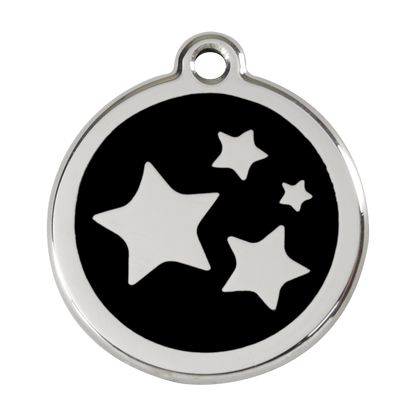  Red Dingo Stainless Steel Engraved Dog Tag Stars Black