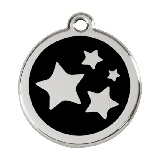  Red Dingo Stainless Steel Engraved Dog Tag Stars Black