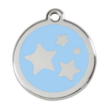  Red Dingo Stainless Steel Engraved Dog Tag Stars Light Blue