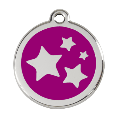 Red Dingo Stainless Steel Engraved Dog Tag Stars Purple