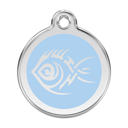  Red Dingo Stainless Steel Engraved Dog Tag Tribal Fish Light Blue