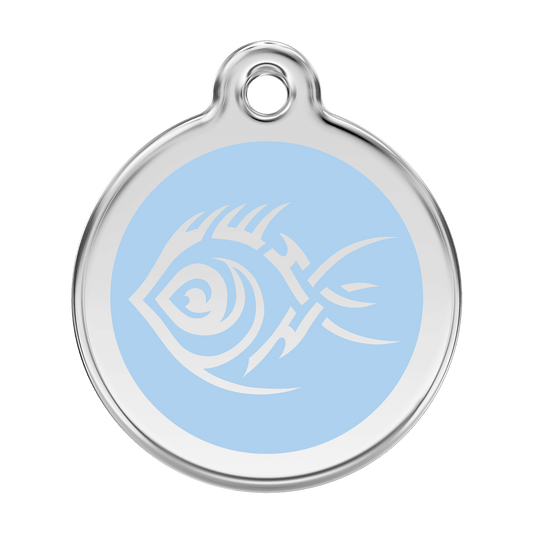  Red Dingo Stainless Steel Engraved Dog Tag Tribal Fish Light Blue