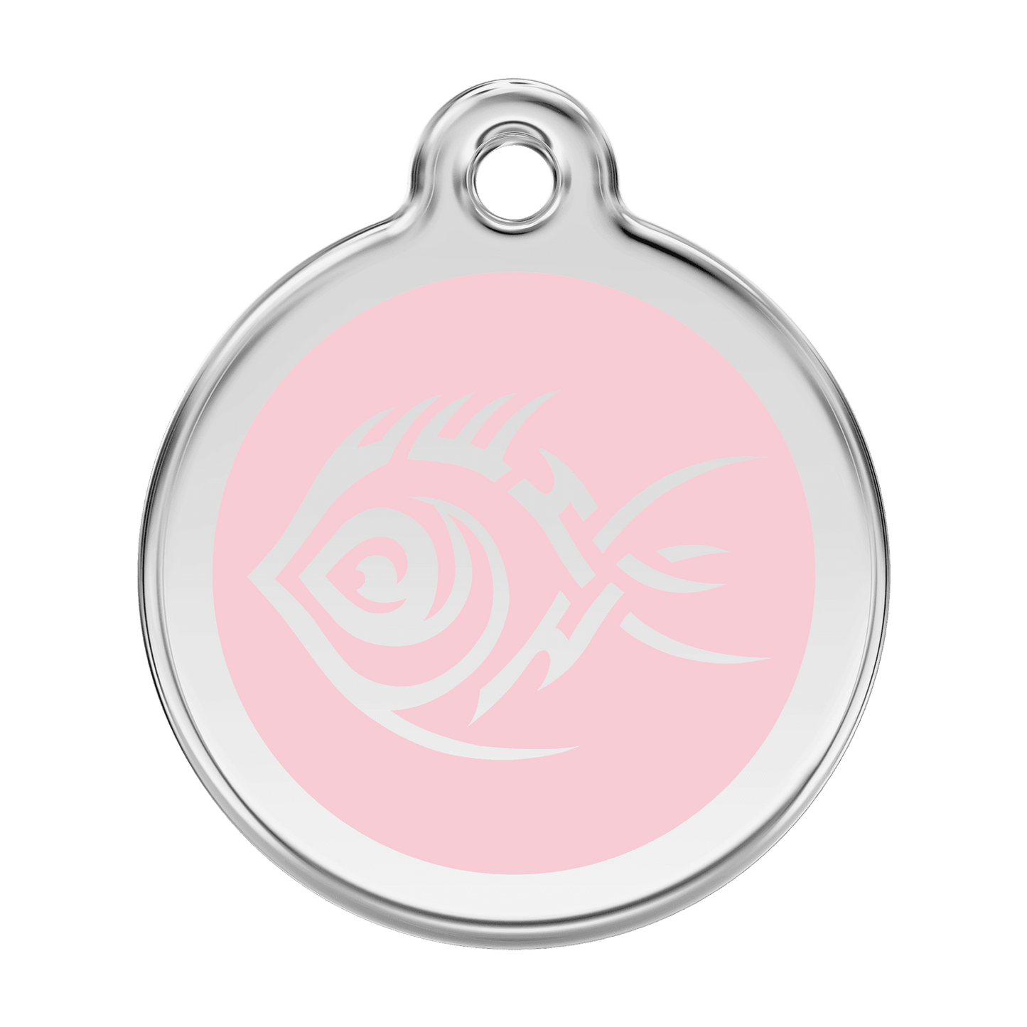  Red Dingo Stainless Steel Engraved Dog Tag Tribal Fish Pink