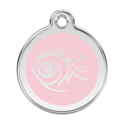  Red Dingo Stainless Steel Engraved Dog Tag Tribal Fish Pink
