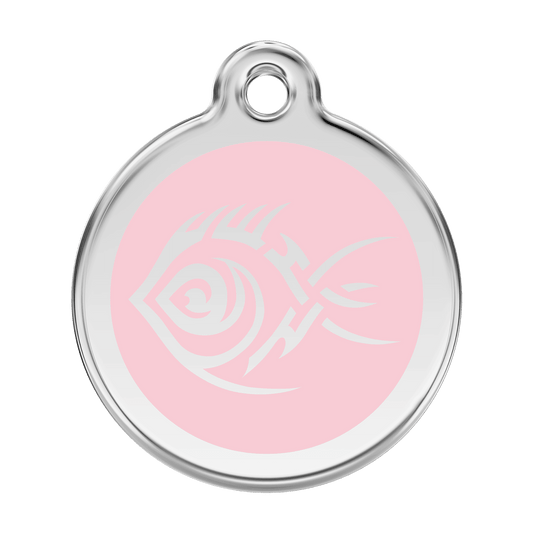  Red Dingo Stainless Steel Engraved Dog Tag Tribal Fish Pink