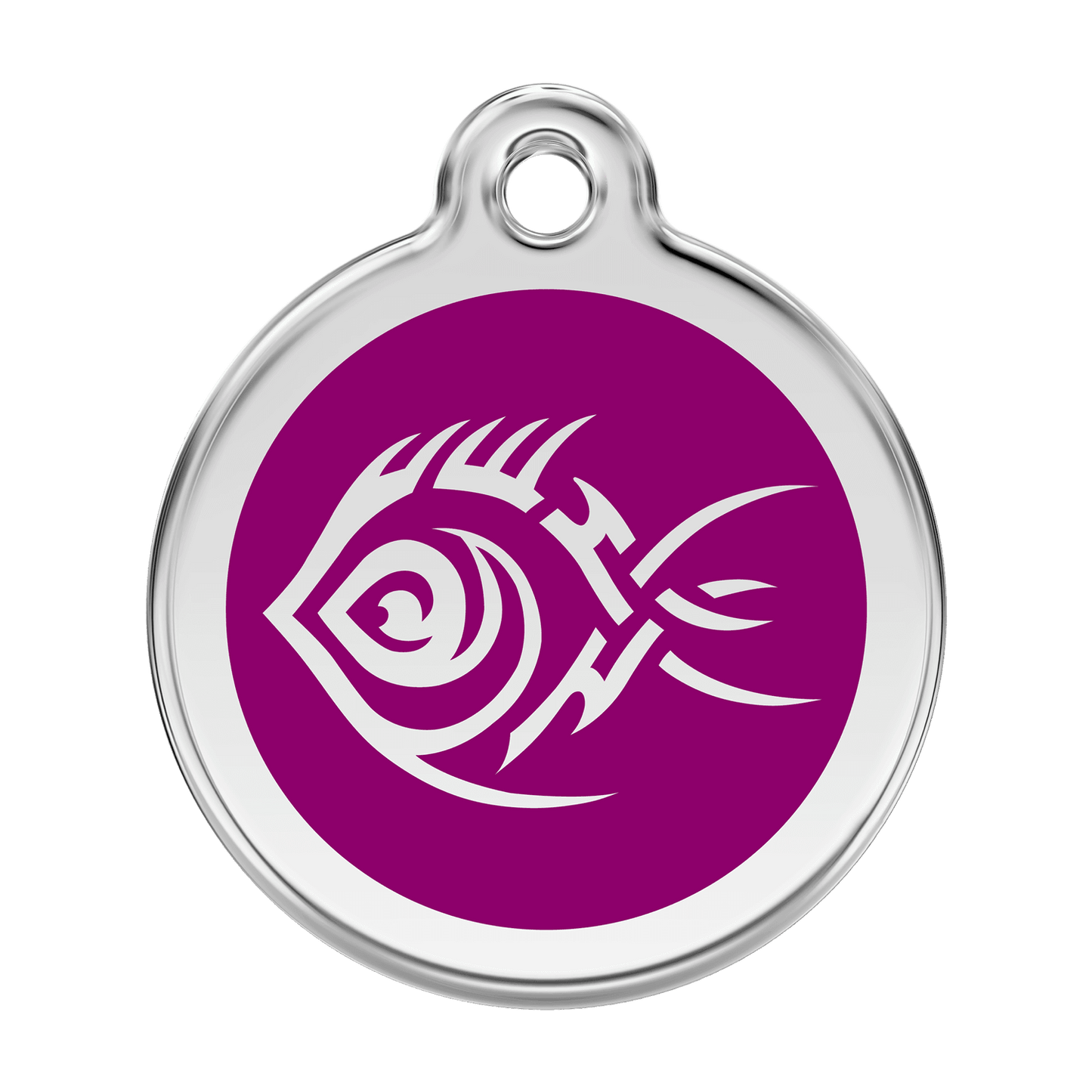  Red Dingo Stainless Steel Engraved Dog Tag Tribal Fish Purple