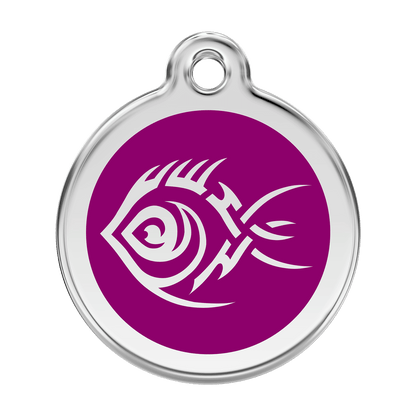  Red Dingo Stainless Steel Engraved Dog Tag Tribal Fish Purple